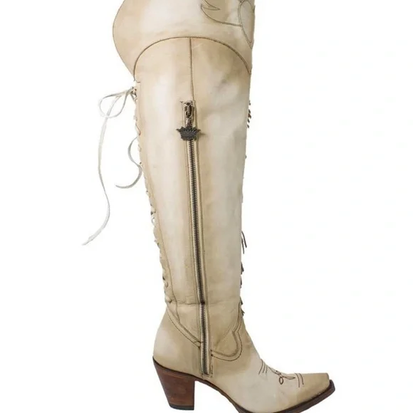 Junk gypsy Tan Heeled Boots with Fringe - Picture 8 of 11